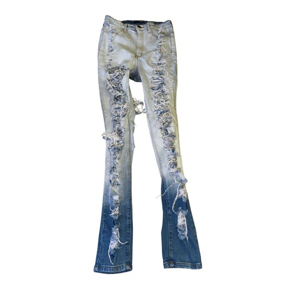 Fashion Nova Light Wash High-Waisted Distressed Denim Skinny Jeans Size 11/30 - Picture 1 of 7